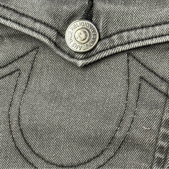 True Religion Keira Low Rise Distressed Black Denim Shorts Size 26 - Picture 4 of 7